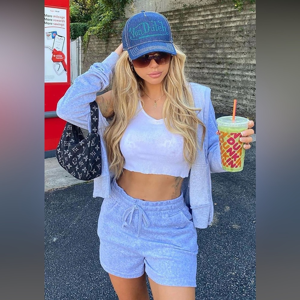 The OG Trendsetter Velour Short Set - Heather Grey